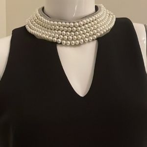 Just Taylor Black 5 Row Pearl Neckline Women's Sz 4 Sleeveless Worn Once